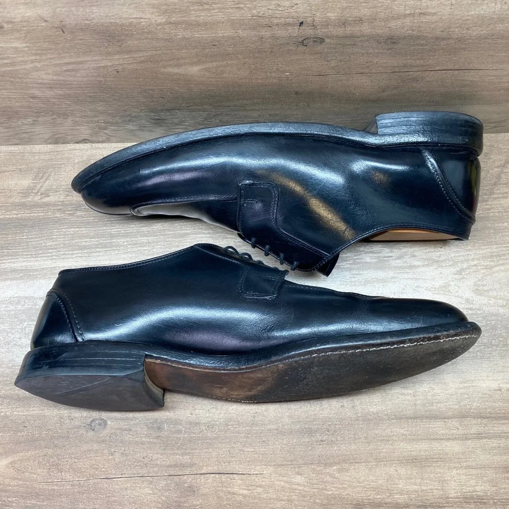 Allen Edmonds Hancock Derby Mens 12 D Black USA Vintage Dress Shoes 8404